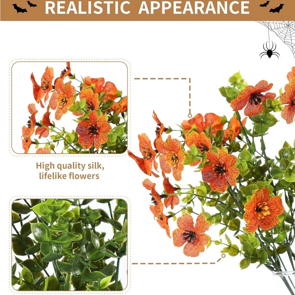 🧡🌼 Orange Faux Flowers - 12 Bundles